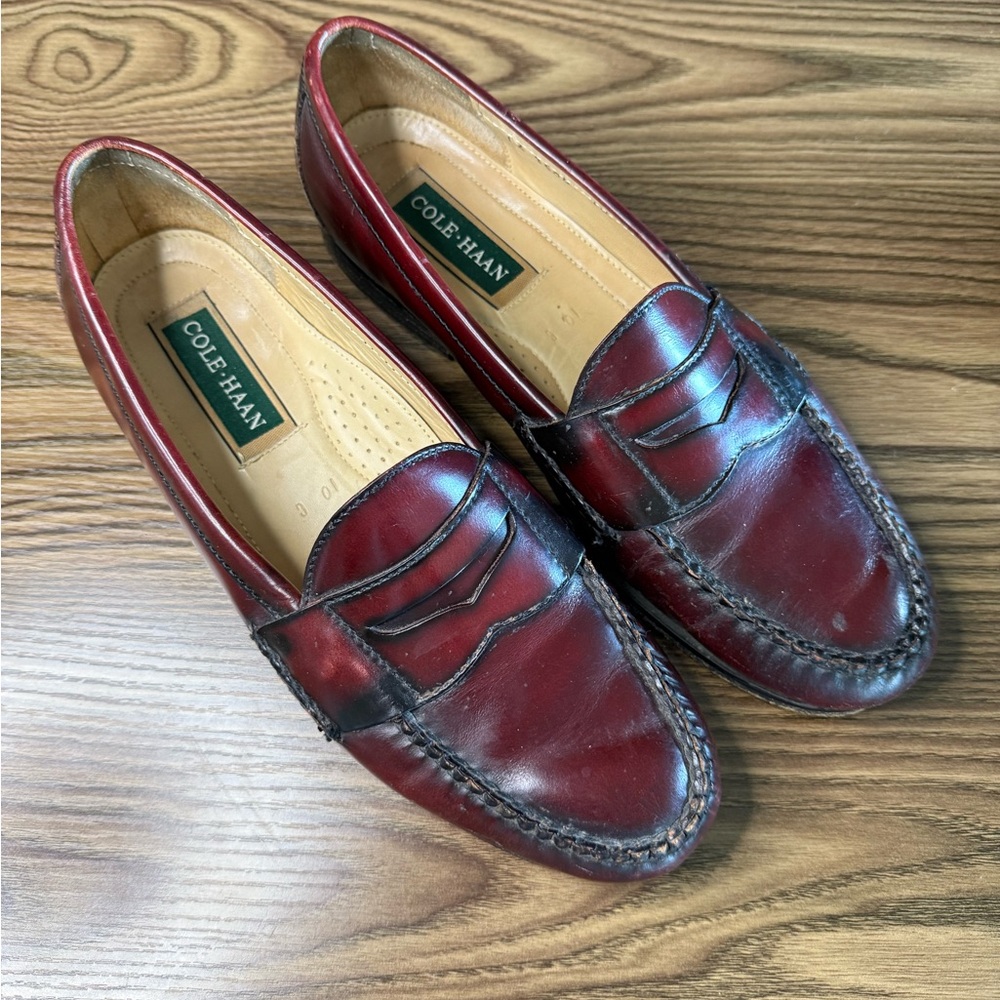 Cole Haan Burgundy Leather Penny Loafers